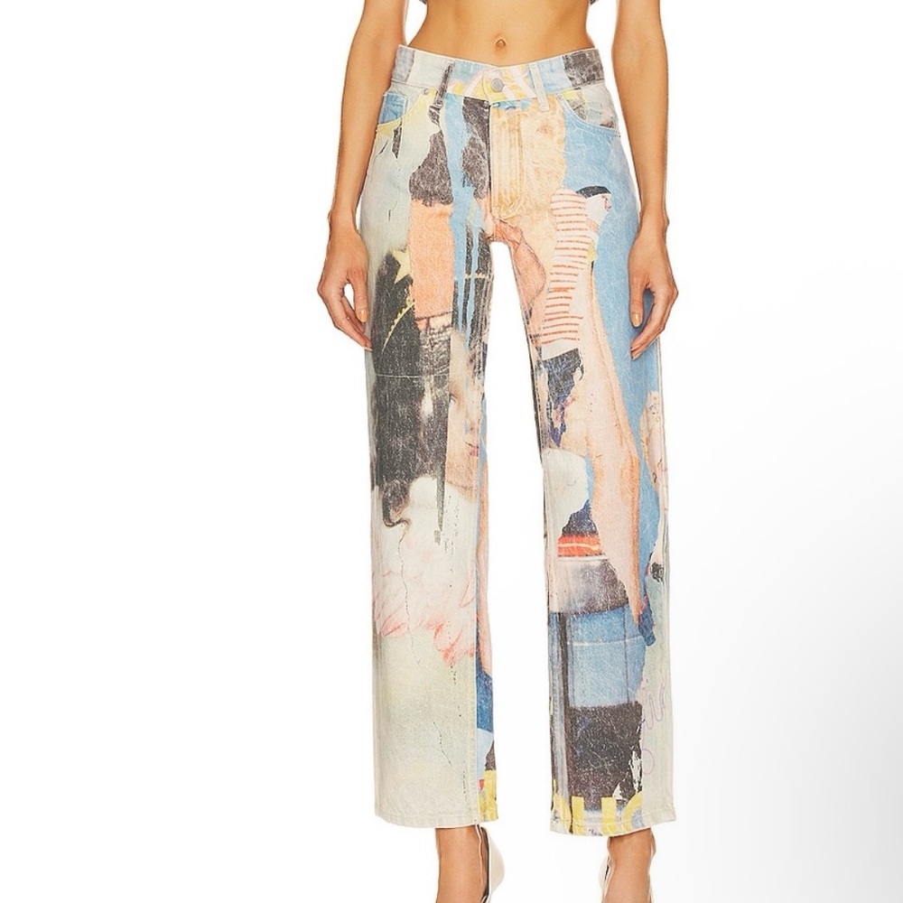 NOT FOR SALE Fiorucci Poster Print Multicolor Graphic Women Jeans